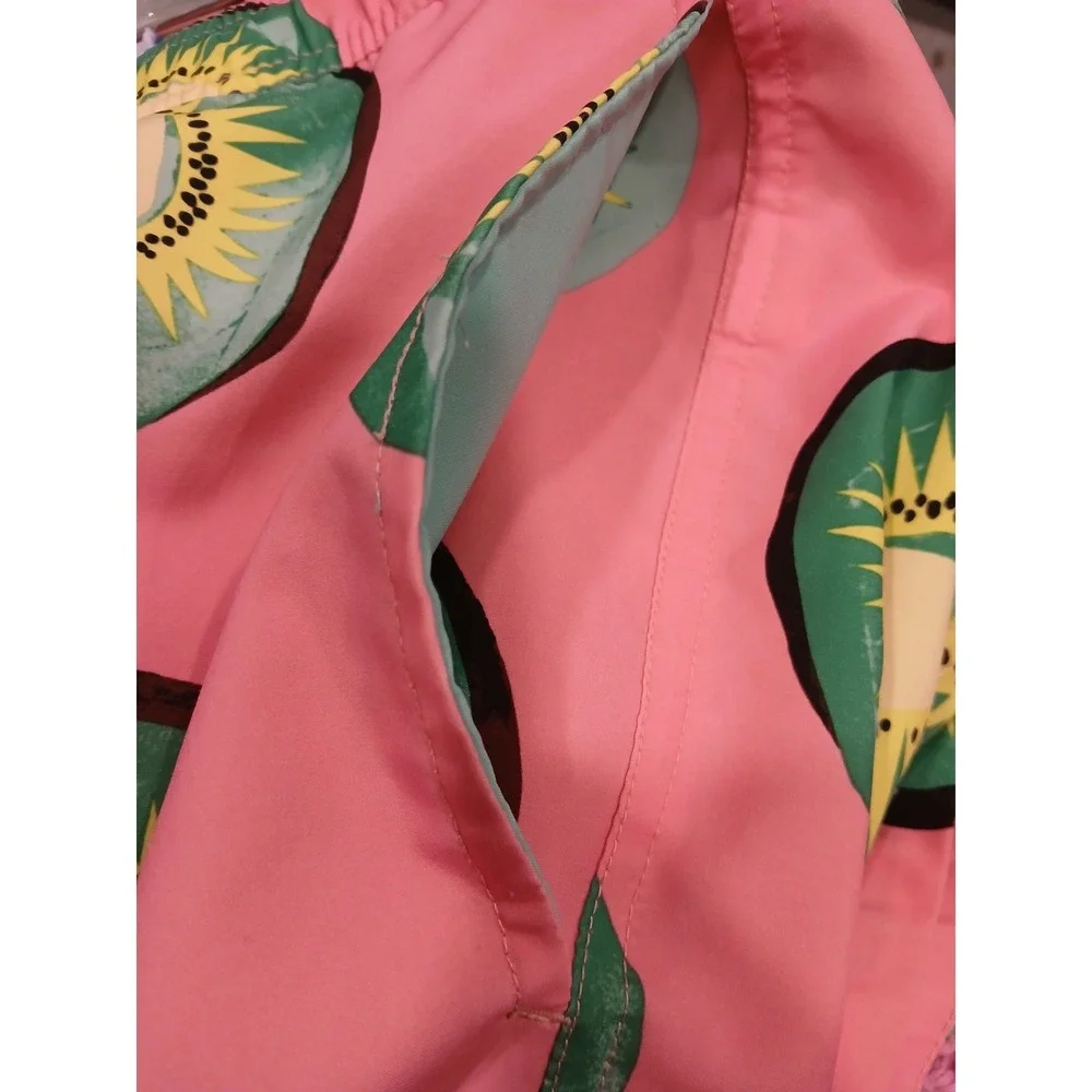 Bonobos Mens XL Pink Kiwi Fruit Print‎ Riviera Swim Trunks 7 Inch Inseam Shorts